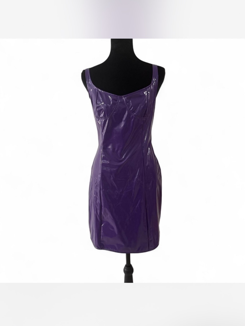 Purple PVC bustier mini dress